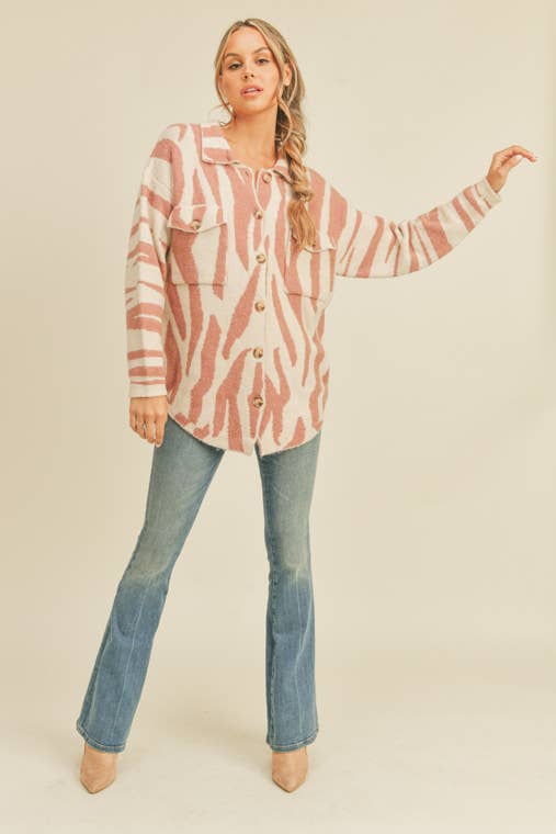 Peach Zebra Print Shacket