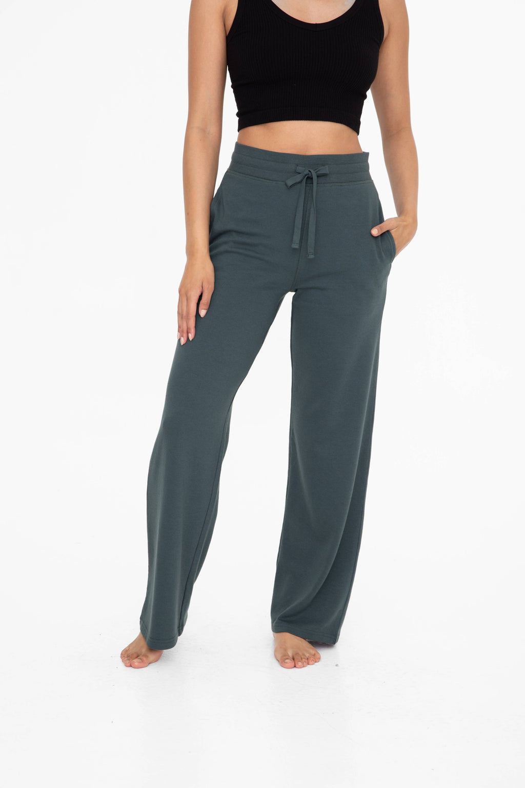 French Terry Sweatpants: JUNGLE GREEN