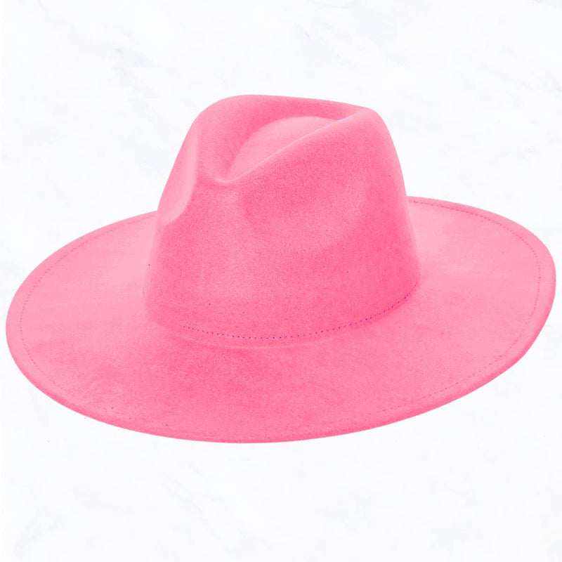 Suede Large Eaves Pink Top Fedora Hat